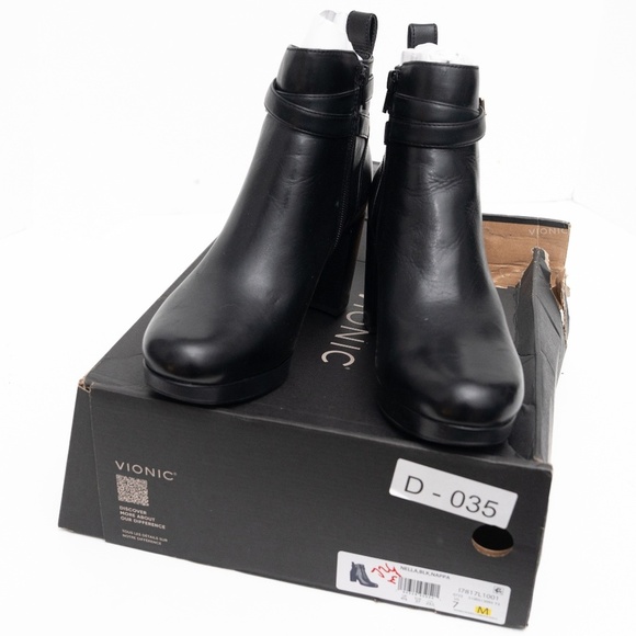 Vionic Black Leather Nalla Boots Size 7 - Picture 4 of 10